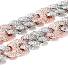 Cadena Cubana Coffee Beans Bicolor 20MM Baño de Oro Blanco 14K - Mod 25 - 18 Inch - (250 USD) - comprar online