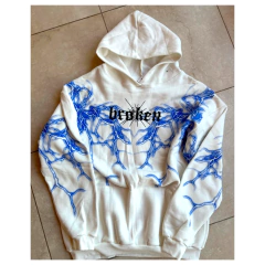Buzo Hoodie Mariposa Storm Lightning - Blanco/Azul