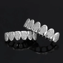 Grillz Parrila Dientes Diamonds BAÑO 14K Cubic Zircon - Plateados en internet