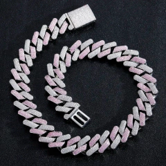 Cadena Cubana "SIRA" Baño de Oro Blanco 14K Bicolor Zirconias - Mod 29 - 20 Inch - (copia) - buy online