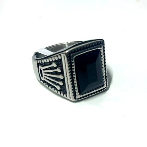 Anillo Corona Onix Piedra Calado