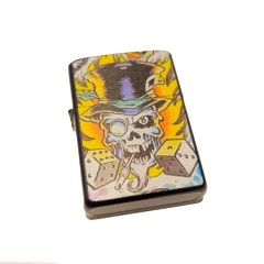 Encendedor Mechero Calavera en llamas con Galera - KITCH TECH