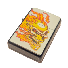 Encendedor Mechero Calavera en llamas - Blanco en internet