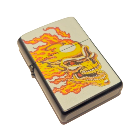 Encendedor Mechero Calavera en llamas - Blanco - comprar online