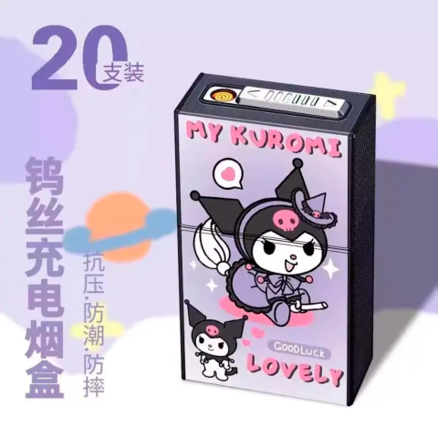 Cigarrera Porta Cigarrillos Sanrio Kuromi Kitty Melody con Encendedor USB - comprar online