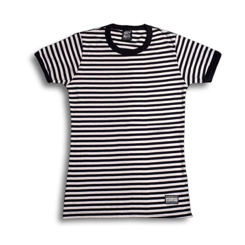 Remera Basic Rayada Blanca y Negra