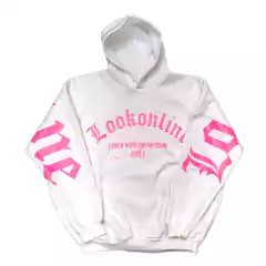 Buzo Hoodie Lookonline Blanco Rosa - comprar online