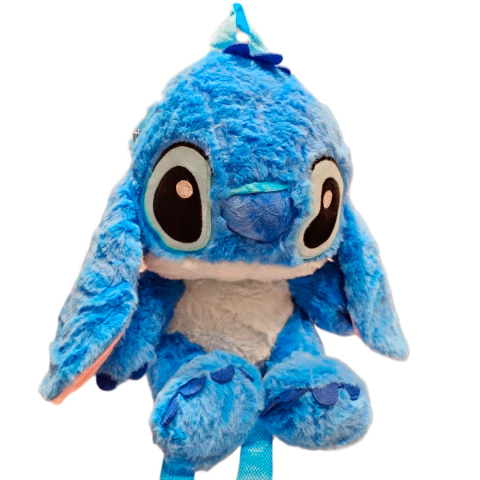 Mochila Peluche Stitch Azul Grande 35Cms