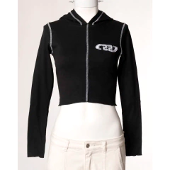 Remera Top Manga Larga 22 Capucha