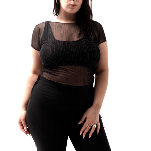 Remera Oversize Tul Lurex Brillos