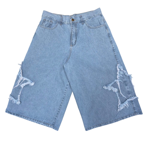 Bermuda Jean Baggy Jorts Estrella Desflecada Celeste