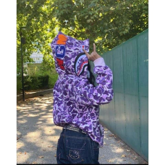 Campera Hoodie BAPE Full Zip Shark Camo Light Purple (AAA) - 220USD en internet