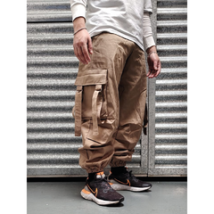 Pantalon cargo ancho con tiras beige oscuro - buy online