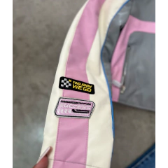 Campera Crop Racing MotoMami Simil-cuero 01 Rosa - KITCH TECH