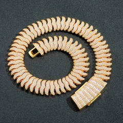 Cadena Cubana "Cienpies" Baño de Oro 14K 22MM Zirconias - 18 Inch - (copia) - KITCH TECH