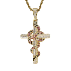 Dije "Gucci Snake" Baño Oro Blanco GOD 14k Zircón Full Strass - Celeste - tienda online