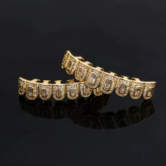 Grillz Parrila Dientes FULL Zircon Baño 14K Cathedral - Dorado en internet