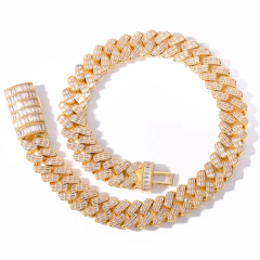 Cadena Cubana "IRIS" Baño de Oro Blanco 14K 17MM Zirconias - Mod 23 - 24 Inch - (200 USD) - tienda online