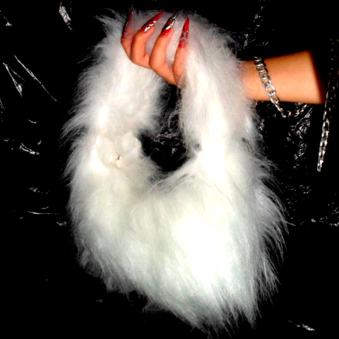Cartera Bolso de Mano Fluffy Peluche Y2K - Blanco