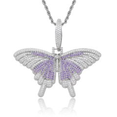 Image of Dije Mariposa "Gran Butterfly" Baño Oro Blanco 14k Zircón Full Strass 100 USD