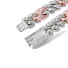 Cadena Cubana Coffee Beans Bicolor 20MM Baño de Oro Blanco 14K - Mod 25 - 24 Inch - (250 USD) en internet