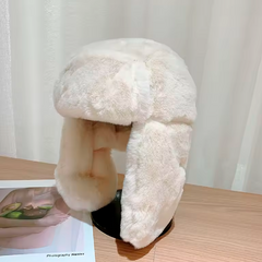 Gorro Ushanka Fur Peluche Ruso - Blanco