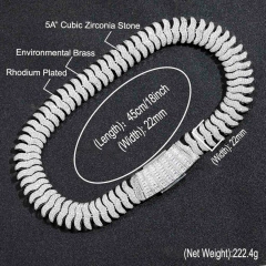 Cadena Cubana "Cienpies" Baño de Oro 14K 22MM Zirconias - 18 Inch - (copia) on internet