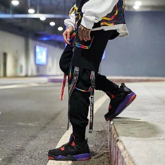 Pantalon Cargo Techwear Tiras Negro Arcoiris Gabardina 50 en internet