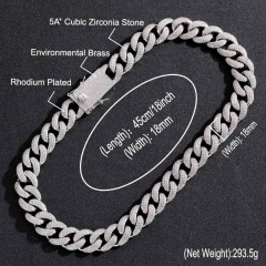 Cadena Cubana "RIBE" Baño de Oro 14K 18MM Zirconias - Mod 22 - 18 Inch - (copia) - buy online