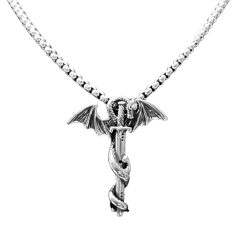 Cadena con dije Acero Inoxidable Espada Serpiente Goth