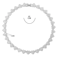Cadena Cubana Corazón Hearts Plateada 0009 40 cms -16 Inch en internet