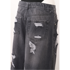 Jean Baggy Wide Leg BETH Mid Waist Stone Black Ripped en internet