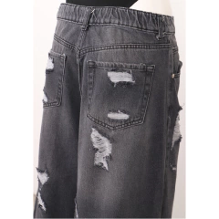 Jean Baggy Wide Leg BETH Mid Waist Stone Black Ripped en internet
