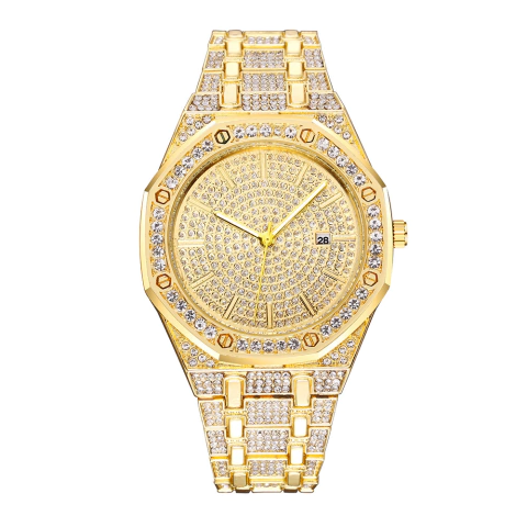 Reloj Strass Dorado iced Diamante Simil Oro Trap Hip Hop N3
