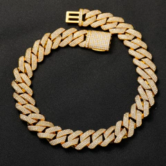 Cadena Cubana "SIRA" Baño de Oro Blanco 14K Bicolor Zirconias - Mod 29 - 18 Inch - (copia) - online store