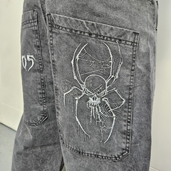Jean Baggy Grey Skull Spider on internet