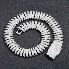 Cadena Cubana "Cienpies" Baño de Oro 14K 22MM Zirconias - 18 Inch - (copia) - online store