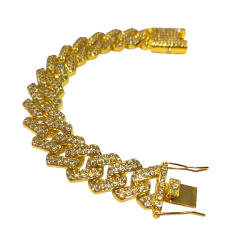 Pulsera Cubana Gruesa 20MM ZigZag Dorada - 8 Inch - comprar online