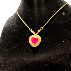 Cadena Con Dije Corazon Bermellon - Dorado - comprar online