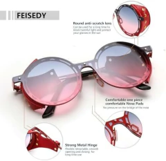 Imagen de Anteojos de Sol Steampunk Y2K Marco Metalico Cubreojos Cuerina 303