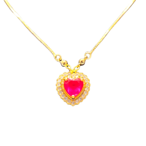 Cadena Con Dije Corazon Bermellon - Dorado