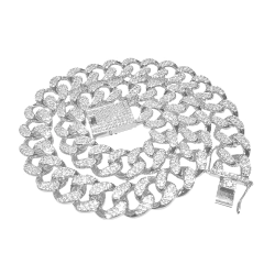 Cadena Cubana Gruesa 20MM Donuts Plateada - 24 Inch - comprar online