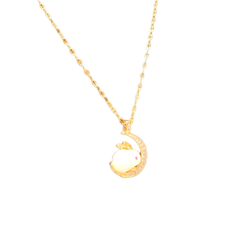 Cadena con Dije Luna y Conejo - Dorado