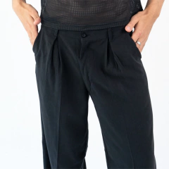 Pantalon Pinzado Sastrero Liso Negro en internet
