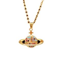 Cadena Con Dije Saturno Multicolor Westwood - Dorado - comprar online