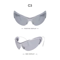 Anteojos de sol Grandes Ovalados Y2K Envolvente Antifaz Superheroe NºA004