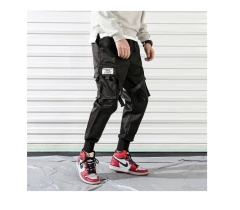 Pantalon Cargo TechWear Tiras Lizo Ajustable Negro 701