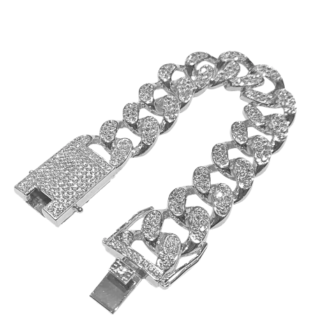 Pulsera Cubana Gruesa 20MM Donuts Plateada - 8 Inch - comprar online