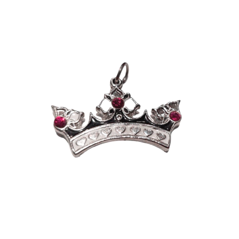 Dije Corona Strass Blanco Rojo