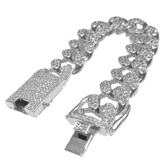 Pulsera Cubana Gruesa 20MM Donuts Plateada - 8 Inch - KITCH TECH